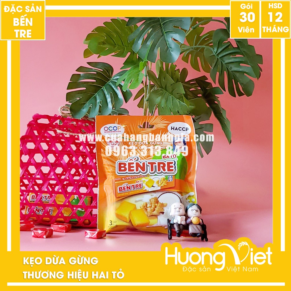 Kẹo dừa gừng Hai Tỏ 3 thanh 150g Kẹo dừa gừng Hai Tỏ 3 thanh 150g