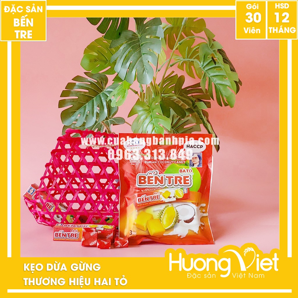 Kẹo dừa sầu riêng Hai Tỏ 3 thanh 150g Kẹo dừa sầu riêng Hai Tỏ 3 thanh 150g