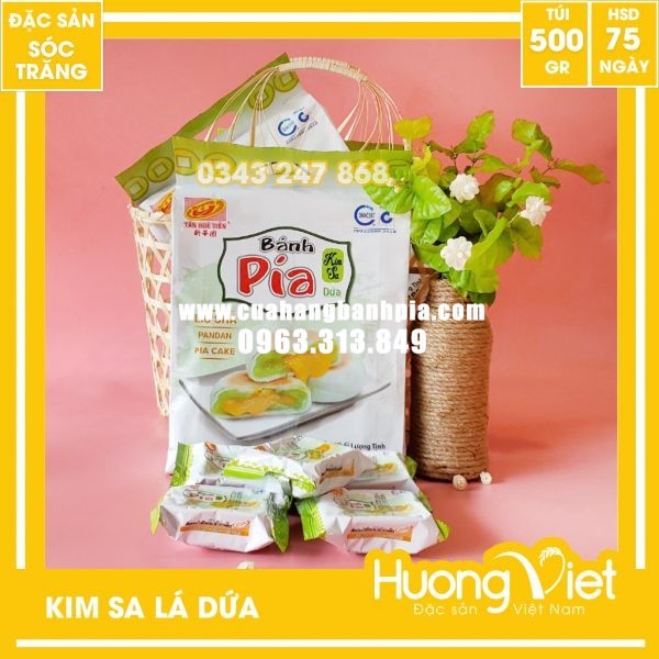 Bánh pía kim sa mini lá dứa Tân Huê Viên 12 bánh 480g