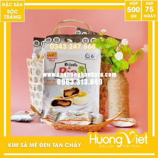 Bánh pía kim sa mini mè đen Tân Huê Viên 12 bánh 480g