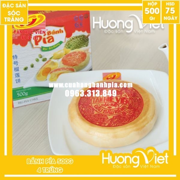 Bánh pía truyền thống đậu xanh sầu riêng 4 trứng Tân Huê Viên 500g