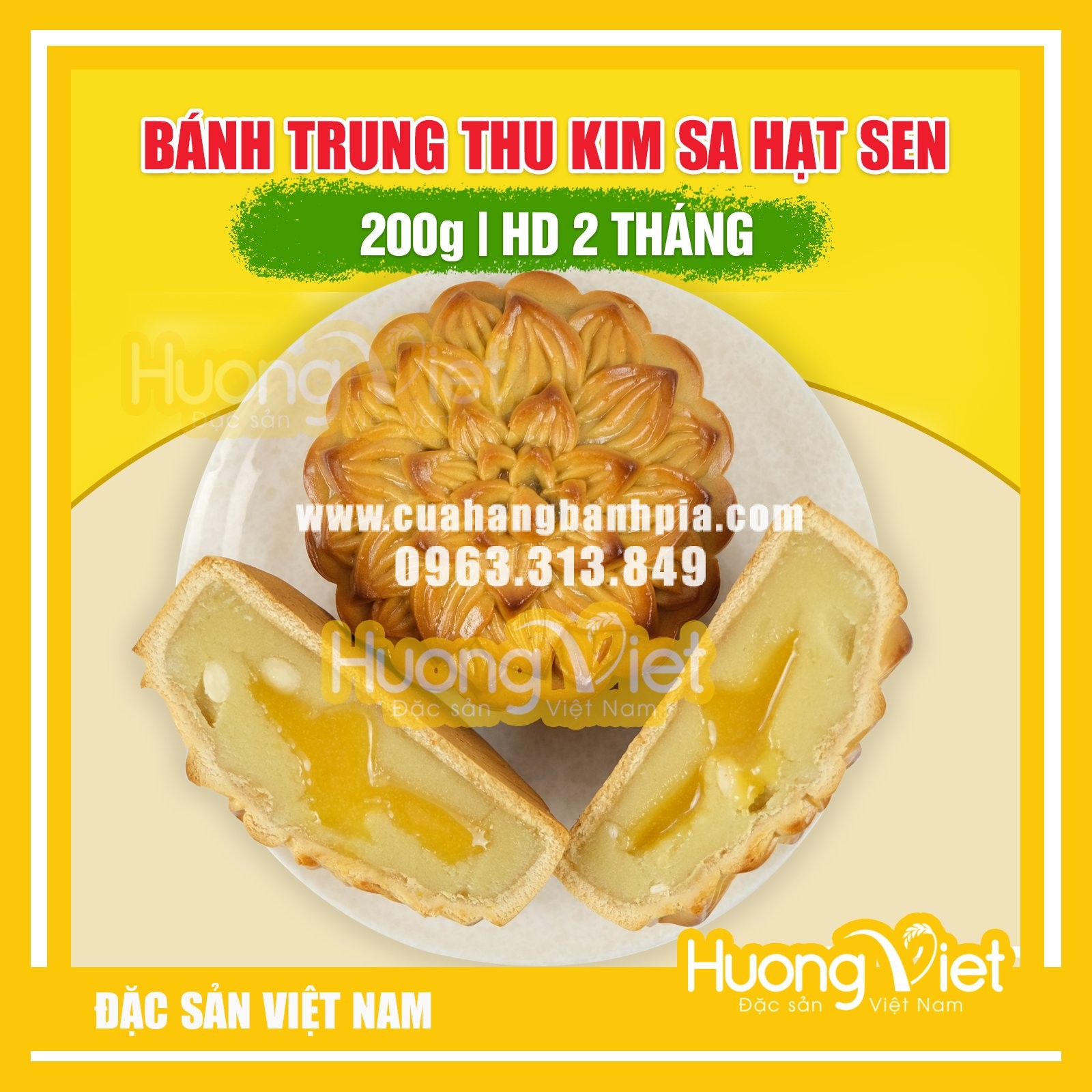 Bánh trung thu kim sa hạt sen Tân Huê Viên 200g - MS52 Bánh trung thu kim sa hạt sen Tân Huê Viên 200g - MS52