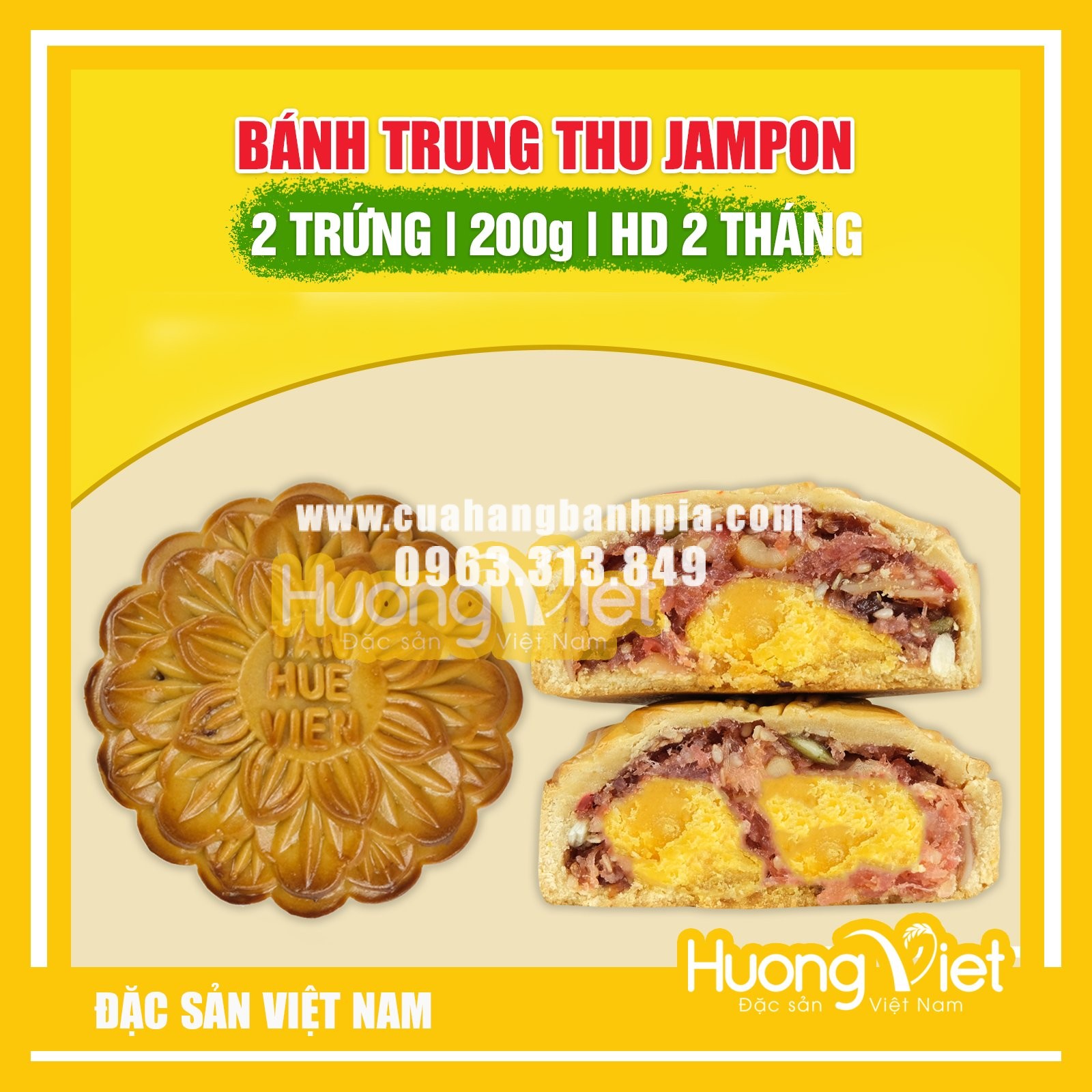 Bánh trung thu thập cẩm jambon 2 trứng Tân Huê Viên 200g - MS23 Bánh trung thu thập cẩm jambon 2 trứng Tân Huê Viên 200g - MS23