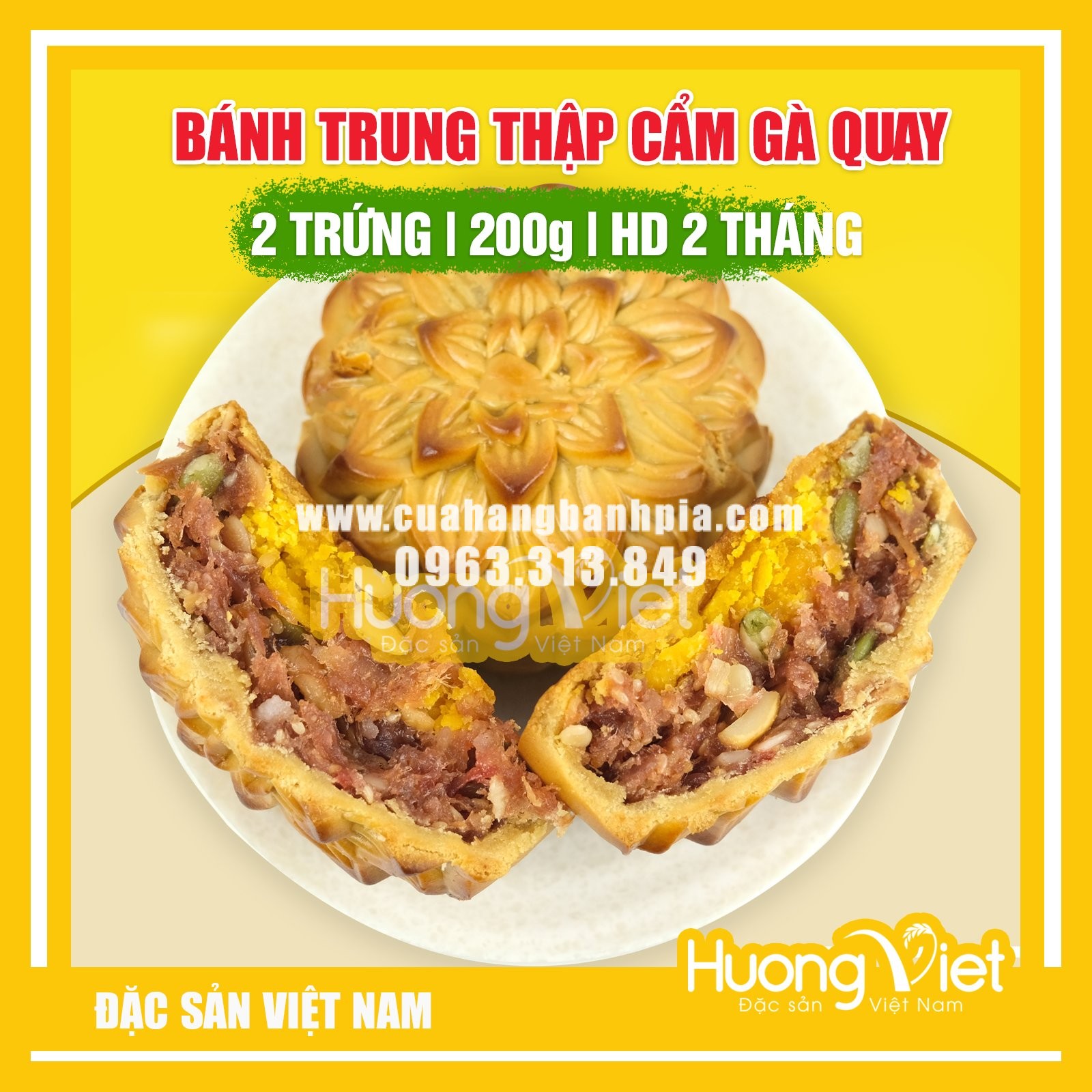 Bánh trung thu thập cẩm gà quay 2 trứng Tân Huê Viên 200g - MS13 Bánh trung thu thập cẩm gà quay 2 trứng Tân Huê Viên 200g - MS13