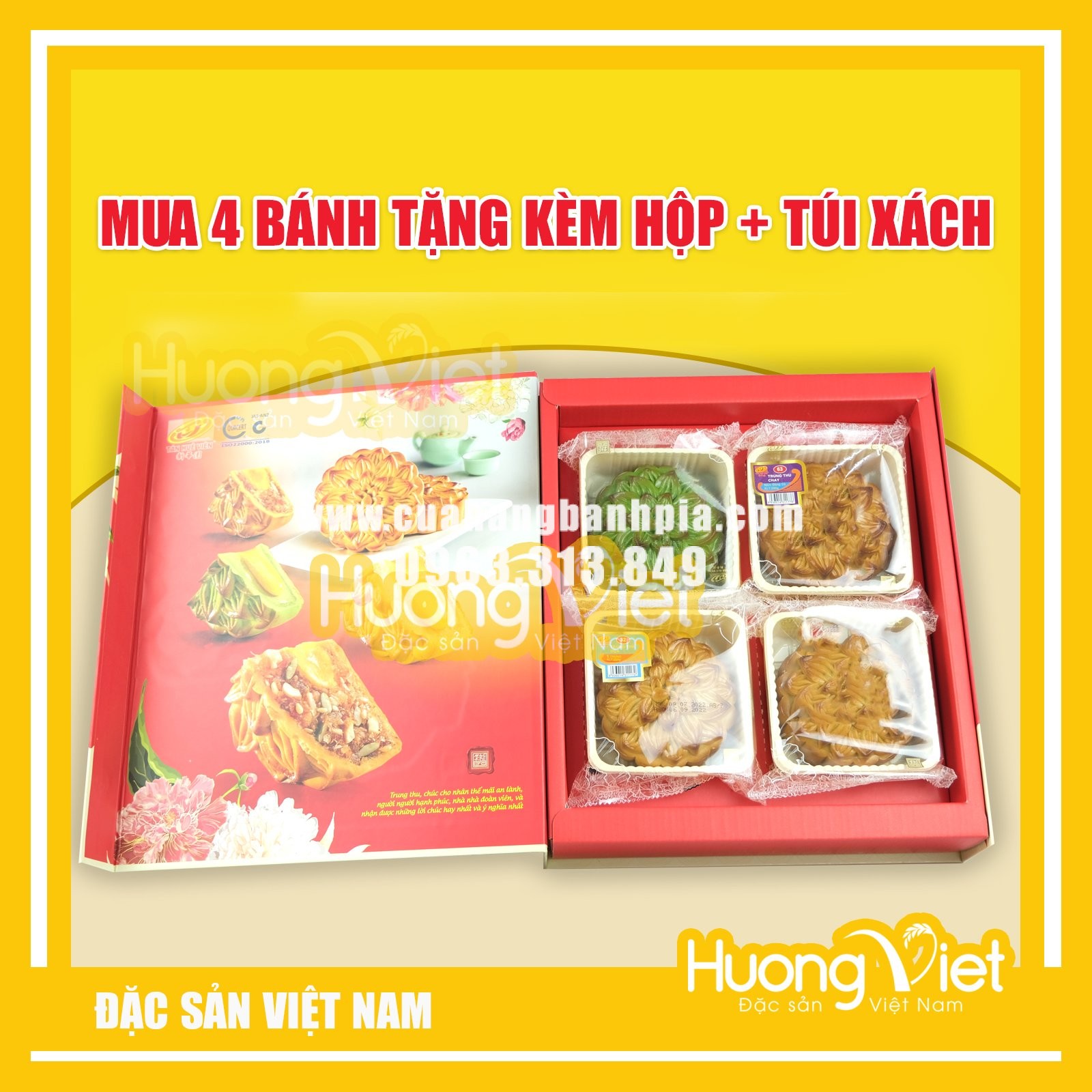 Hộp quà bánh trung thu Như Ý 2 bánh Tân Huê Viên - MS92 Hộp quà bánh trung thu Như Ý 2 bánh Tân Huê Viên - MS92