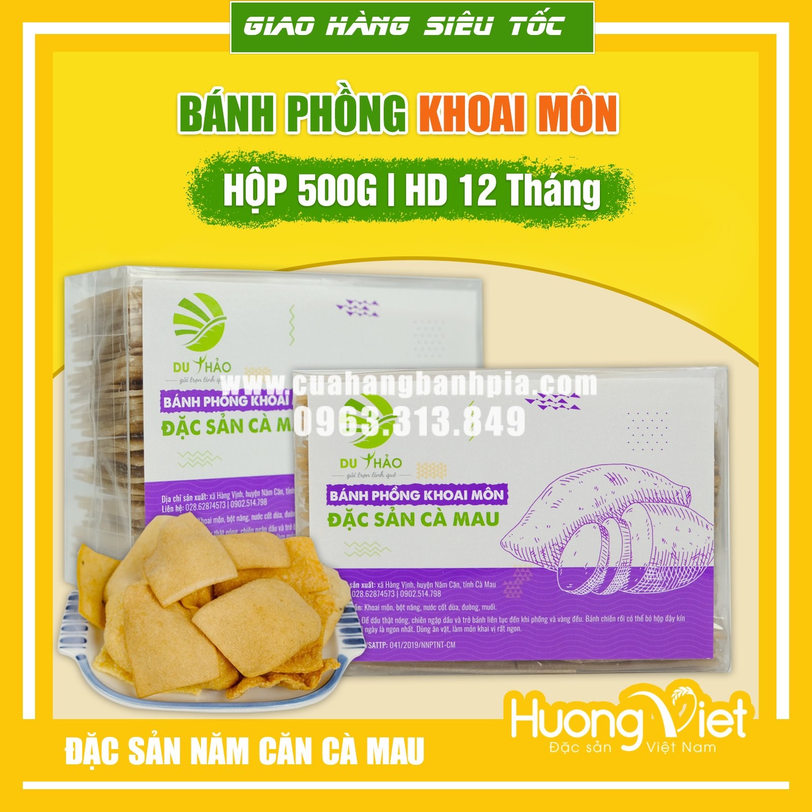 Bánh phồng tôm Du Thảo Cà Mau 500g Bánh phồng tôm Du Thảo Cà Mau 500g
