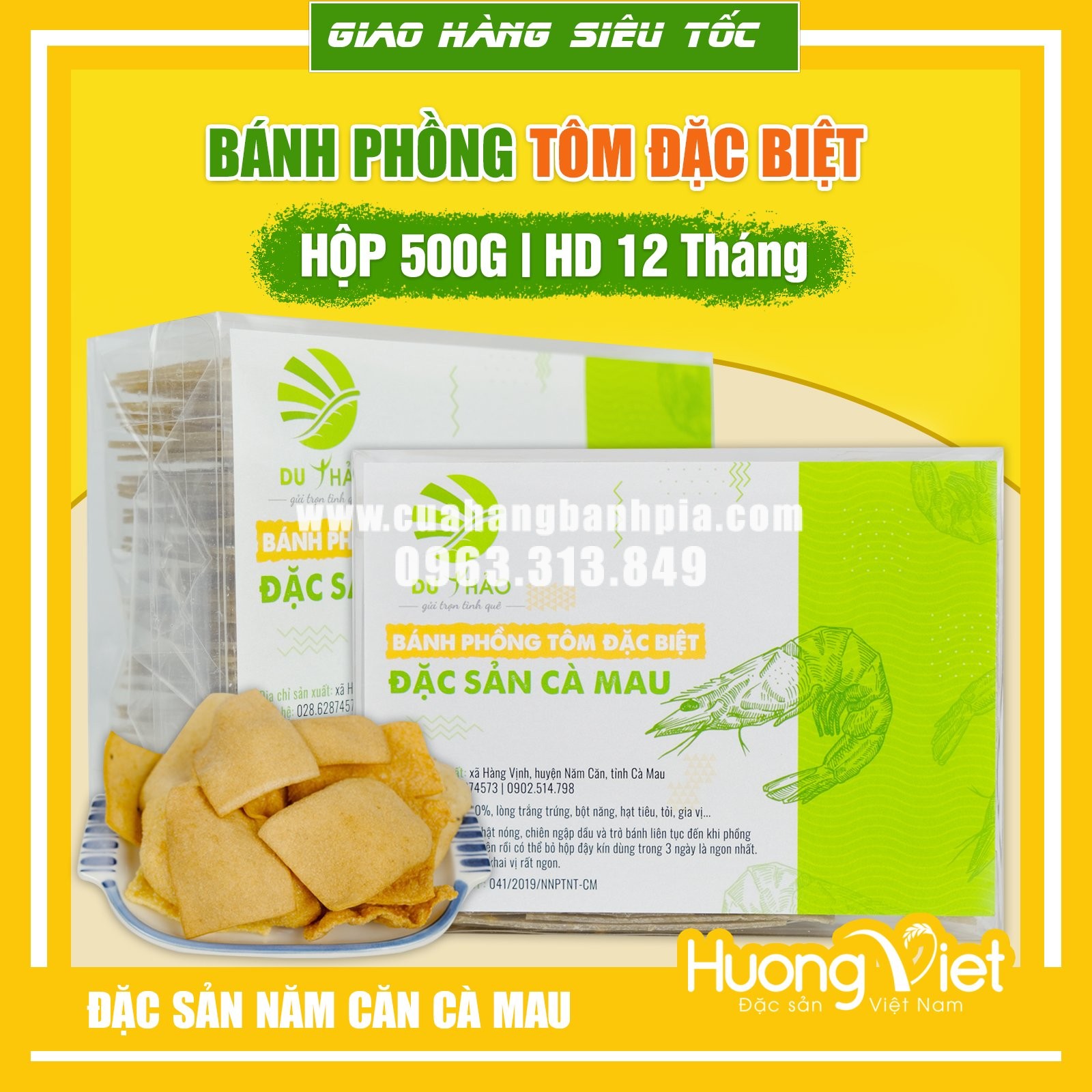 Bánh phồng tôm Du Thảo Cà Mau 500g Bánh phồng tôm Du Thảo Cà Mau 500g