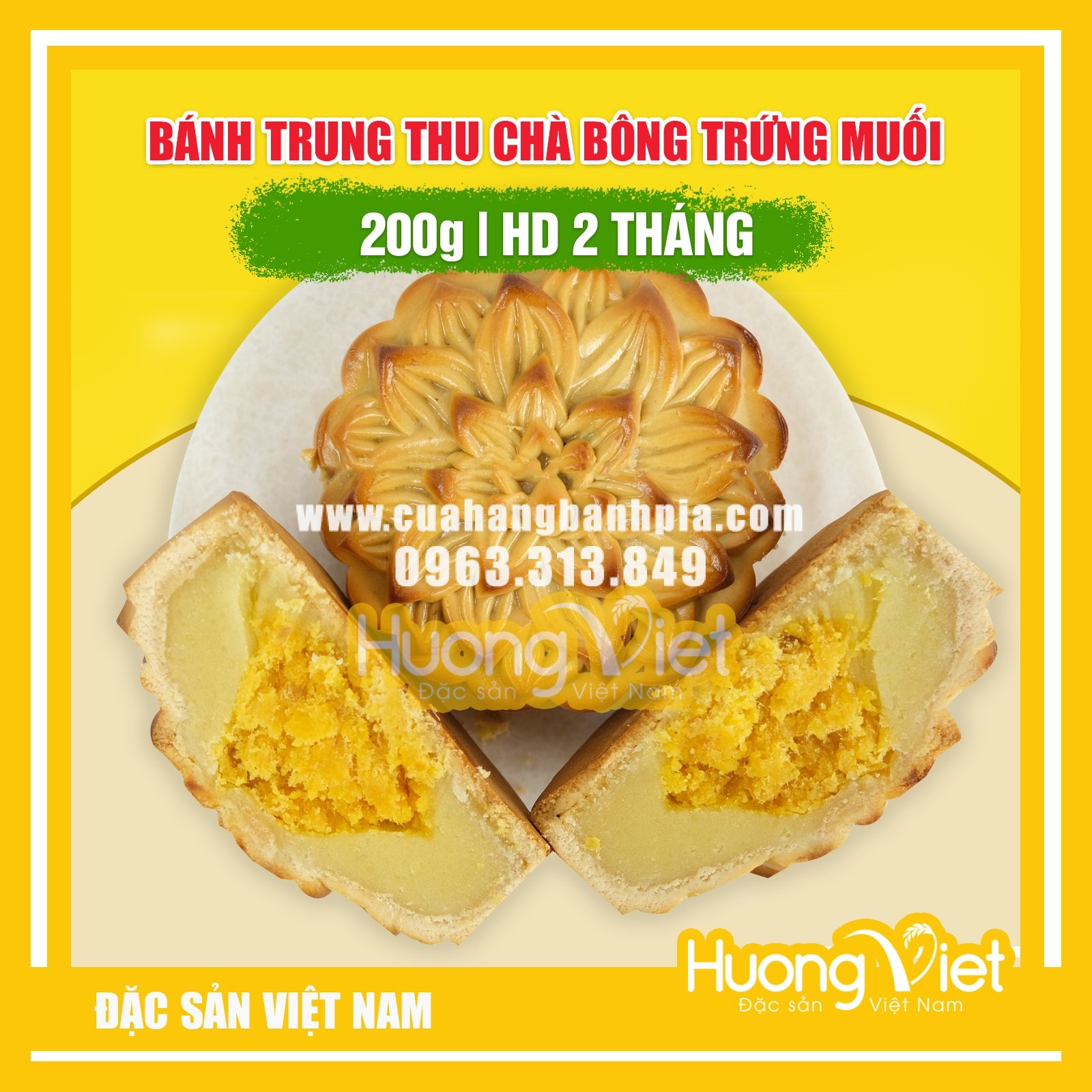 Bánh trung thu chà bông trứng muối Tân Huê Viên 200g - MS29 Bánh trung thu chà bông trứng muối Tân Huê Viên 200g - MS29