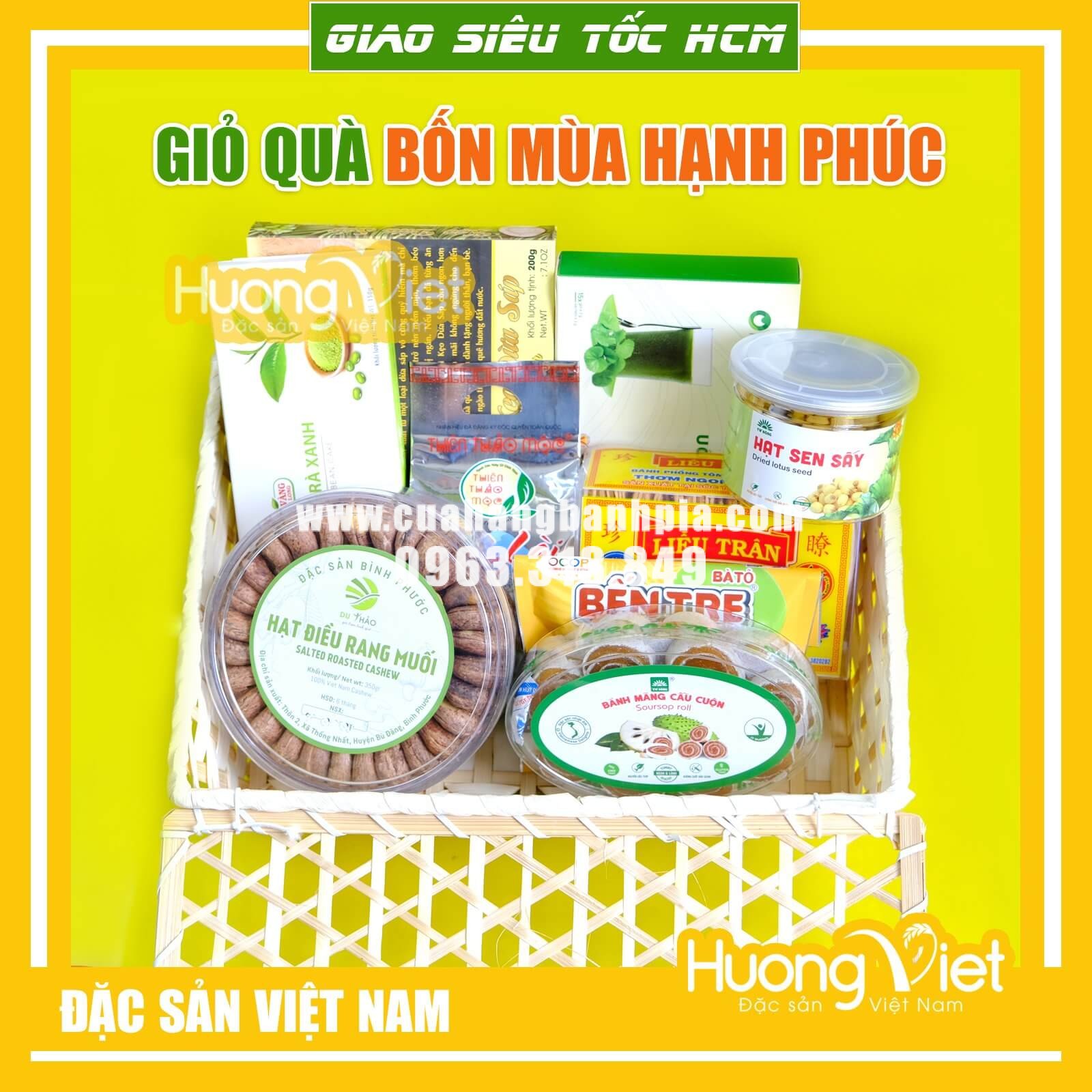 Giỏ quà tre - Giỏ quà Bốn Mùa Hạnh Phúc Giỏ quà tre - Giỏ quà Bốn Mùa Hạnh Phúc