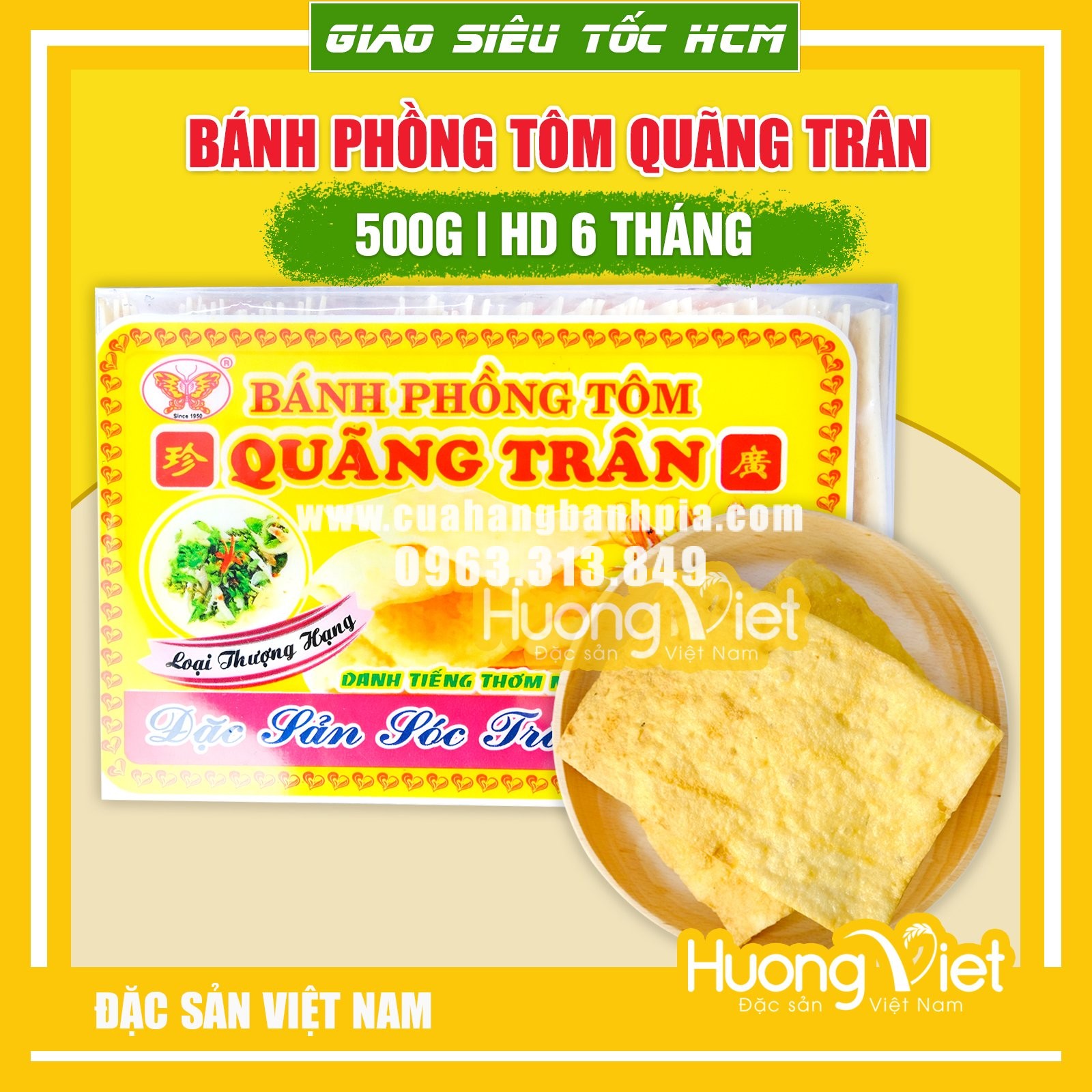Bánh phồng tôm Quãng Trân thượng hạng 500g Bánh phồng tôm Quãng Trân thượng hạng 500g